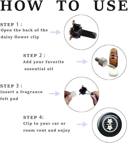 Miniatura 6 de Clips de ventilación de aire  6 piezas de decoración de coche de margaritas para ventilación de aire y acondicionamiento, accesorios para interiores