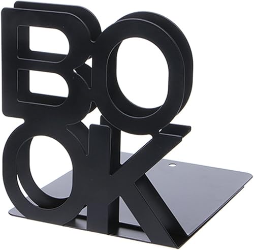 tegongse 2 extremos de libros, sujetalibros de metal en forma de alfabeto, soportes antideslizantes para sujetalibros para libros, películas, CD,