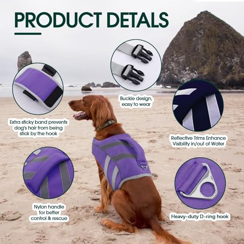 Kuoser Dog Life Jacket with Reflective Stripes - Adjustable High Visibility Vest, Ripstop Lifesaver, Pet Preserver with High Flotation Swimsuit for Small, Medium and Large Dogs by Kuoser - Used condition - Image 4
