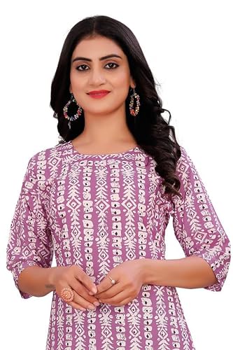 Image of Dream Beauty Fashion Women's Polyester Round Neck 3 /4 Sleeve Casual Straight Kurti (Kurti-Parent-1)