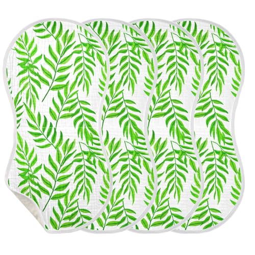 Green Leafy Branches Muslin Burp Cloths for Baby 4-Layer Absorbent Cotton Large 22