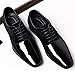 HoaloX Men's Fashionable Business Shoes - Low-Heeled Pointed-Toe lace-up Casual Shoes - Comfortable and Lightweight - Suitable for Daily wear, Weddings, and Work (Black,6.5)