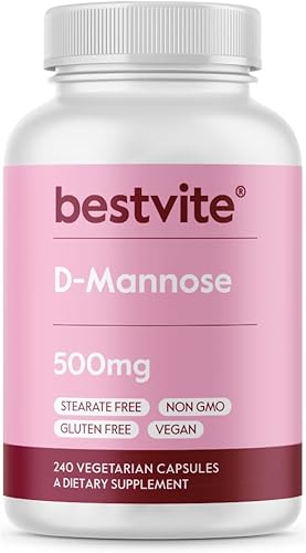 D-Manosa 500mg (240 cápsulas vegetarianas) - Sin estearatos - Sin rellenos - Vegano - Sin OMG - Sin gluten - Sin maíz - Salud del tracto urinario