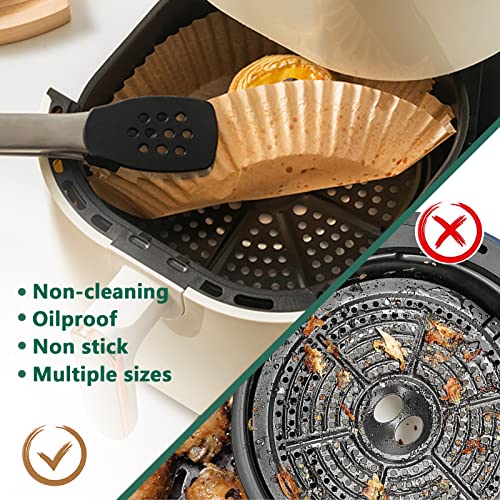 Air Fryer Disposable Paper Liner, 9 Inch Air Fryer Paper Liner Round, Air Fryer Parchment Paper Non-Stick, Baking Paper Unbleached, Oil-Proof, Water-Proof For Baking Roasting Microwave, 100Pcs #TOP3
