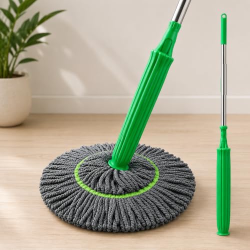 Image of QONETIC Microfiber Twist Mop for Floor Cleaning - Squeeze Stick, Durable, Easy to Use Cleaner, Effective Poocha for Hardwood, Tile, and Laminate for Floor Easy to Use (Twist mop - 0368)