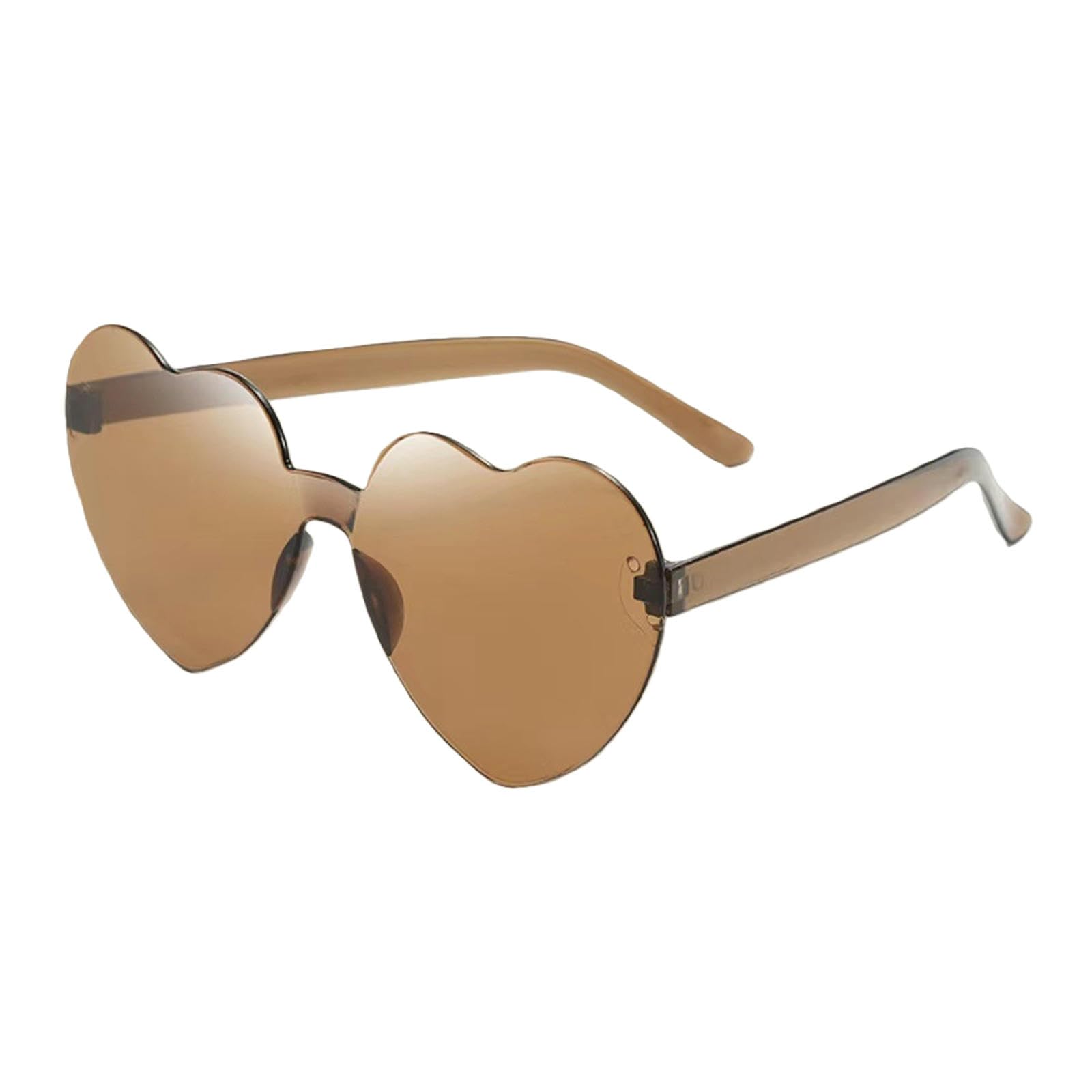 Gyios sunglasses Chic Retro Heart Shaped - Rimless Novelty Party Glasses, Party, Beach Vacation And Other Scenes -brown