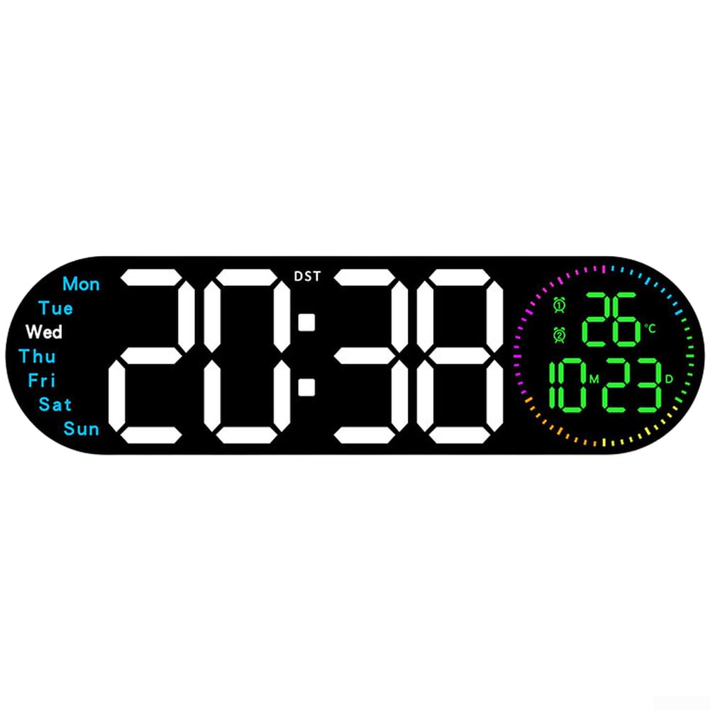 Reloj de pared digital LED con alarma doble y diseño para escritorio o montaje