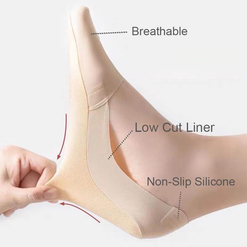 No Show Socks Womens Nylon Non Slip Low Cut Invisible Liner Footies Thin Silk Socks for Flats Loafers Lightweight 6 Pairs White Black3