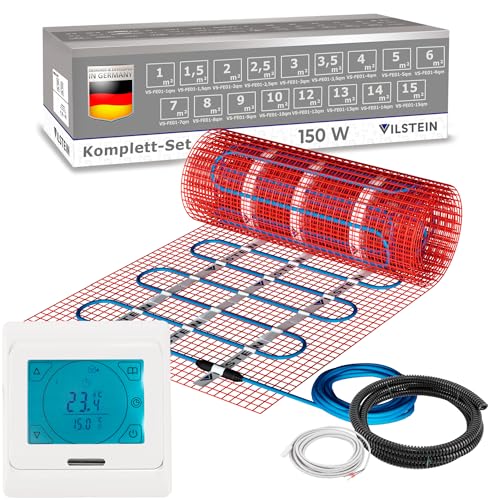 VILSTEIN® Elektrische Fußbodenheizung [150W/m²] - Bodenheizung...