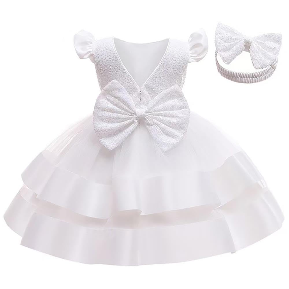 Lito Angels Vestido de Dama de Honor de Boda Ropa Navidad Fiesta Elegante con Diadema para Bebe y Niñas Pequeñas