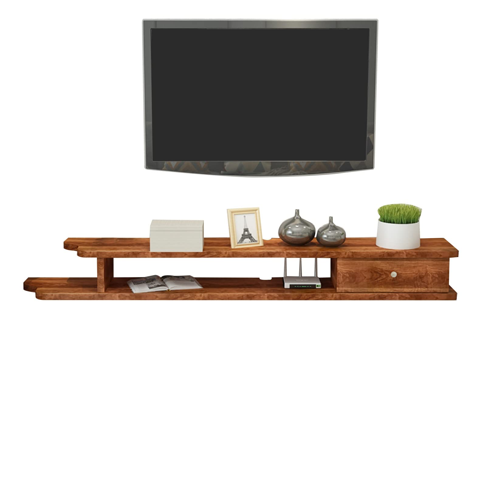 Wandmontiertes TV-Möbel, modernes schwebendes TV-Entertainment-Center für Kabelreceiver/Xbox One, 35,4/43,3/51,1 Zoll schwebendes TV-Wandregal für unter den Fernseher/C/9