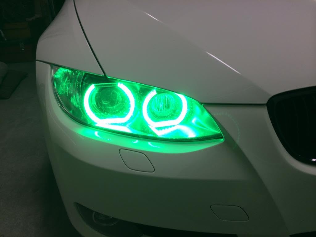 iJDMTOY DTM Style Horseshoe RGB Multi-Color LED Angel Eyes Halo Rings w/Adjustable Setting Compatible with BMW 1 2 3 4 5 Series Retrofit