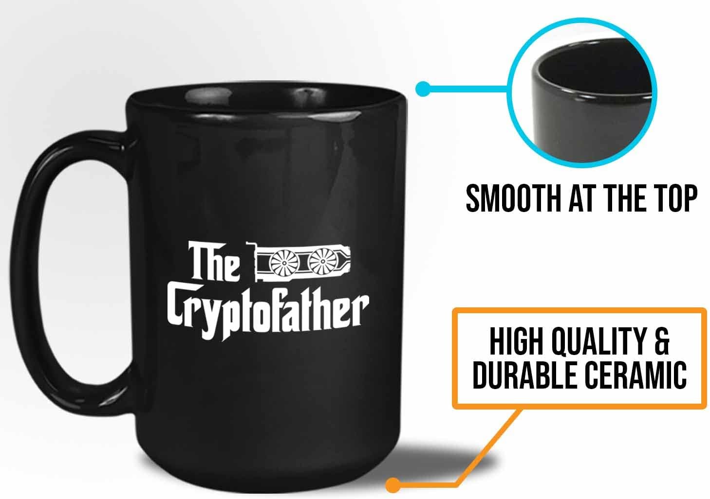 Bubble Hugs Crypto Miner Coffee Mug 15oz Black - The Crypto Father - Funny Cryptocurrency Crypto Trader Stock Market Investor Rig Digital Currency