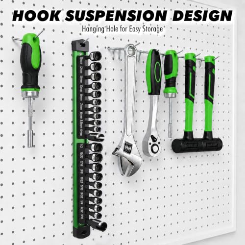 Image of 22-Piece Magnetic Nut Driver Set, Metric & SAE (5-13mm & 3 /16 inch-1 /2 inch), 1 /4 inch Hex Shank Impact Bit Set, Wing Nut Driver Bits, Magnetic Aluminum Storage Rail
