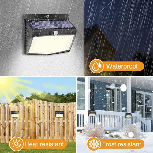 Peasur Solarlampen für Außen mit Bewegungsmelder, [3 Stück] Solarlampe Außen 180° Superhelle Solarleuchte mit Bewegungsmelder Sicherheitswandleuchte 3 Modi IP65 Wasserdichte Wandleuchte Garten 5
