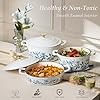 CAROTE 7QT Cast Iron Dutch Oven Pot with Lid, Enameled Floral Dutch Ovens with Cotton Potholders & Oven Gloves, Versatile Heavy-Duty Cookware for Sourdough Bread Baking, Braising, Stews, All Stovetop Compatible, Oven Safe up to 500° F, White & Blue #5