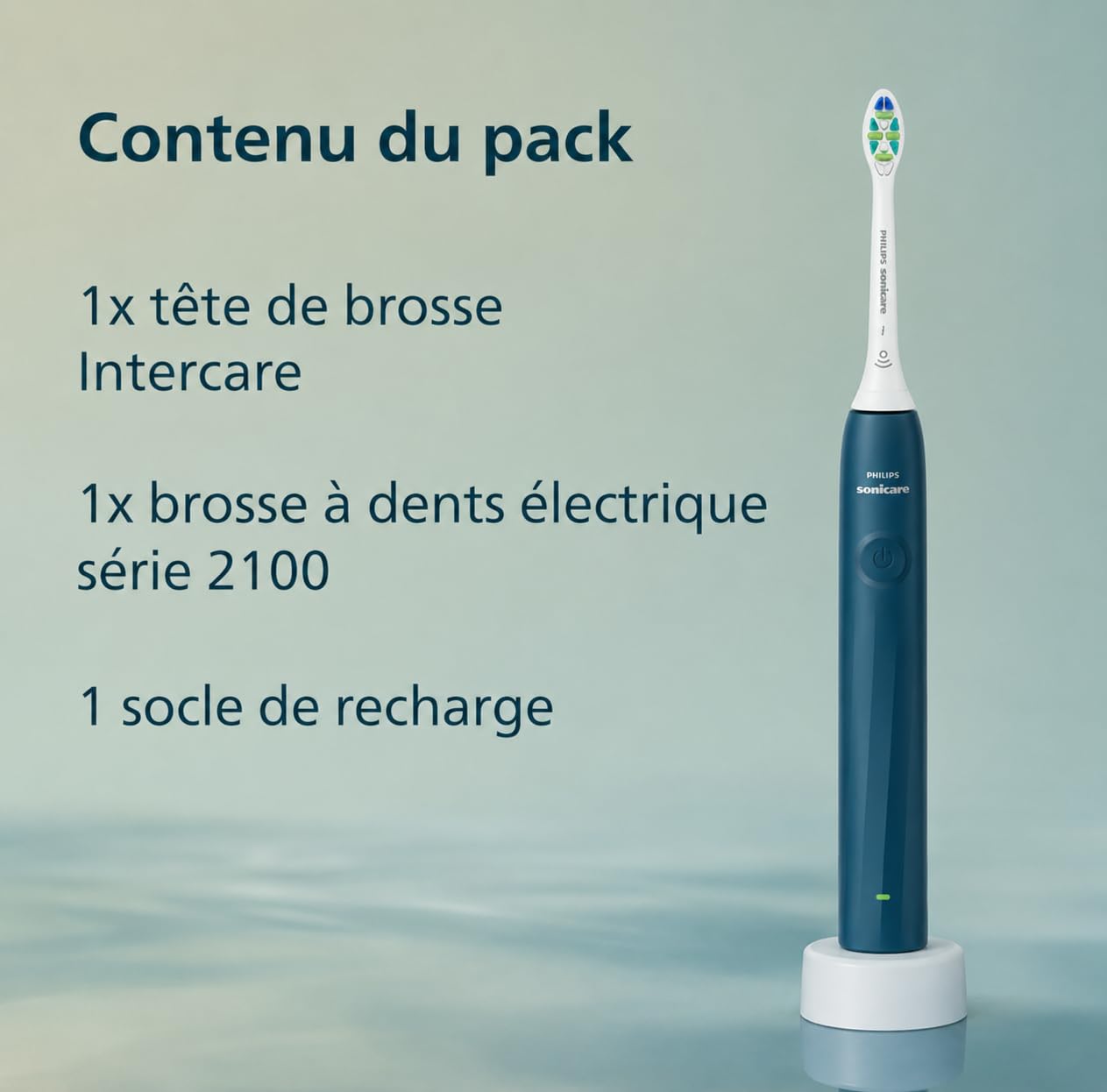 Philips Sonicare Série 2100 - Brosse à Dents Électrique Sonique, Élimine 3x plus de plaque, Capteur de pression, SmarTimer & QuadPacer, Bleu Cobalt (HX4021/04) (Bleu Marine)