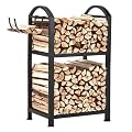 ZEXVIDA Firewood Rack Outdoor and Indoor, Fire wood Storage Racks with Wood Hooks, 15.7" Racks Outdoor for Fire wood, Adjustable Log Racks For Firewood, Heavy Duty Logs Holder Woods Storage