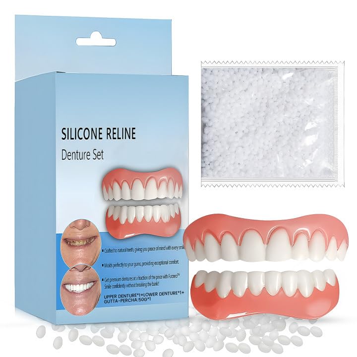 Dentadura de Silicona, Dentaduras Postizas Ajustables, Dientes Postizos Temporales, Carillas a Presión en los Dientes de Ajuste Cómodo
