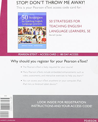 50 Strategies for Teaching English Language Learners, Enhanced Pearson eText -- Access Card (5th Edition)