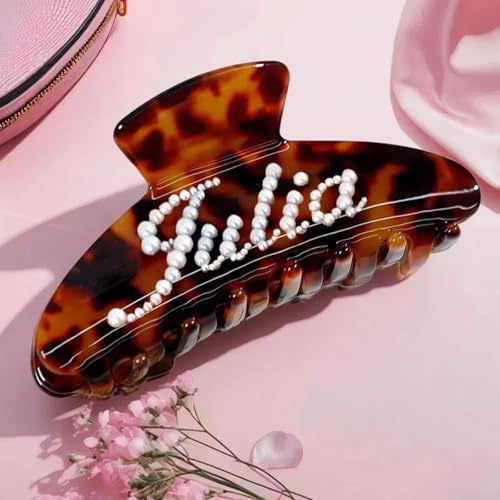 Custom Large Hair Claw Clips for Women Personalized Rhinestone Na...