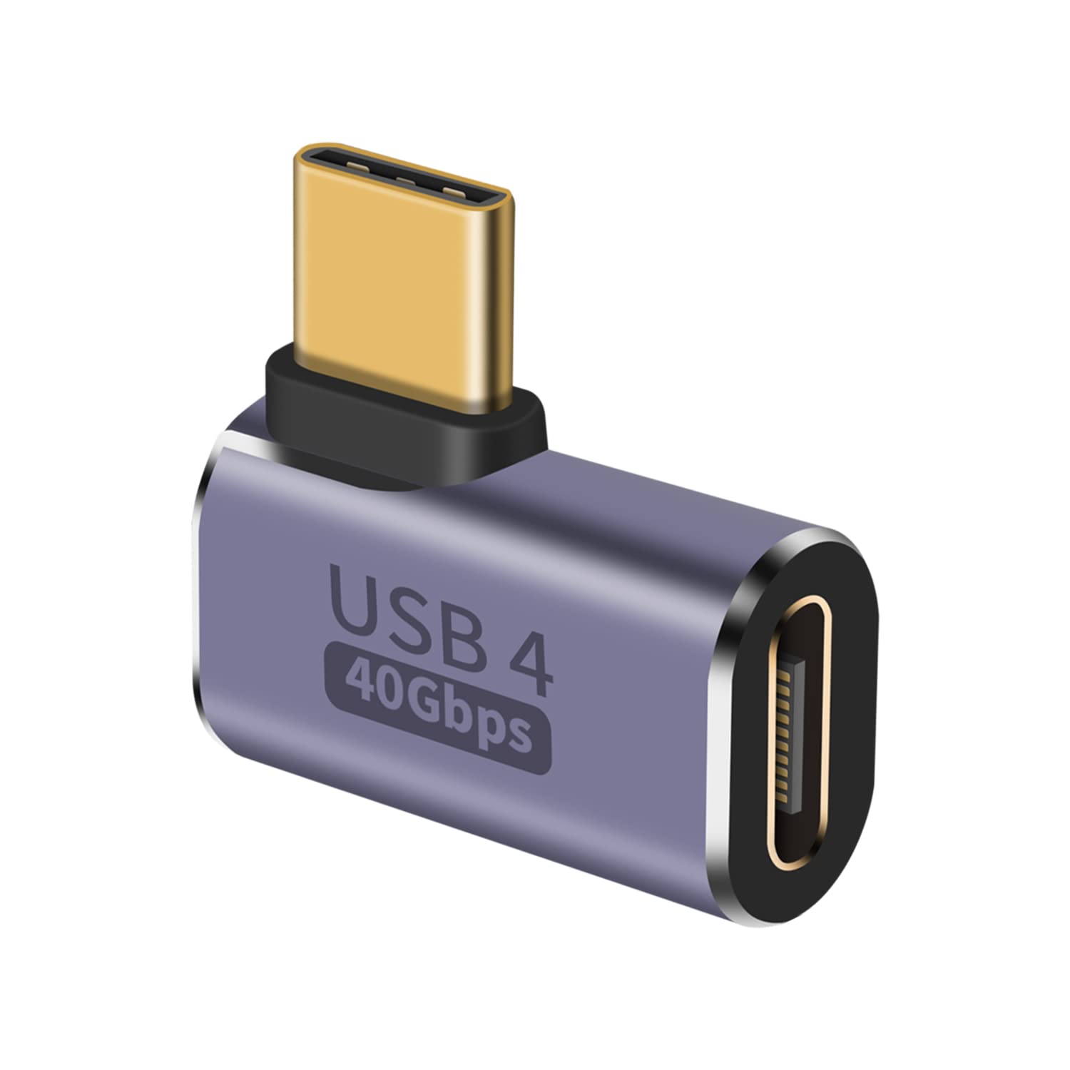 Duttek USB Type C 変換アダプタ, 40Gbps L字 USB Cアダプタ、90度直角L型USB Cアダプタは8k@60HZと100W 5Aの急速充電をサポート、Thunderbolt 3/4とUSB Type Cインターフェースデバイスと互換性がある。