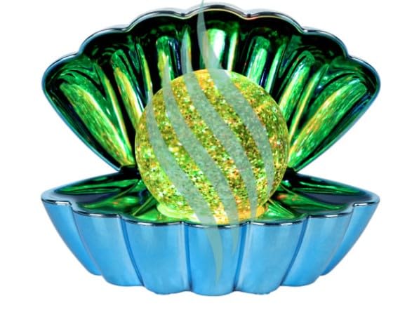 Dnaaz Blue Metallic-Colour Ch'ging Clam wt Glitter Pearl Sea Shell LED Colour Changing Lamp