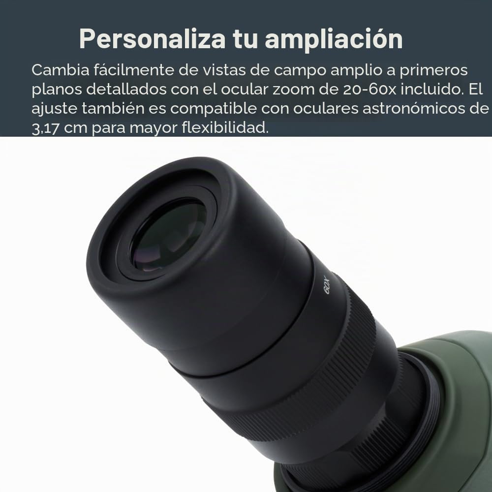 Celestron 52305 Regal M2: telescopio terrestre con zoom angular ED de 20-60x80 mm, con óptica multicapa, prismas de cristal BaK-4, cuerpo ligero de aleación de magnesio y funda de transporte acolchada