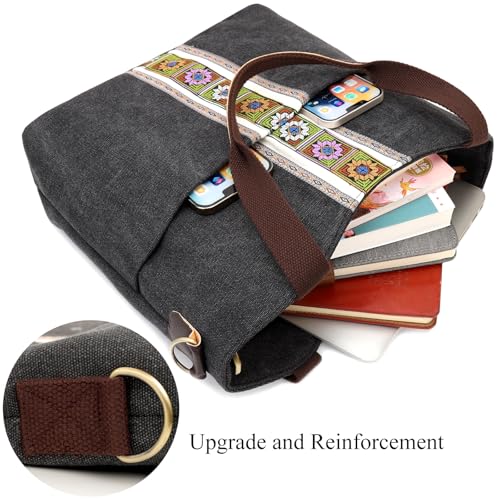 Bolso Tote grande de lona bordado para mujer miniatura 2