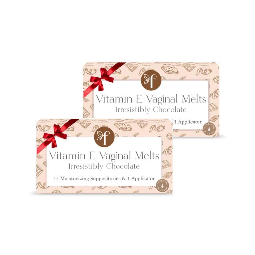 Femallay Organic Vaginal Melts – Chocolate 2 Pack – 100% Natural Relief for Dryness, Odor & Daily Feminine Discomfort – 14 Count + Applicator