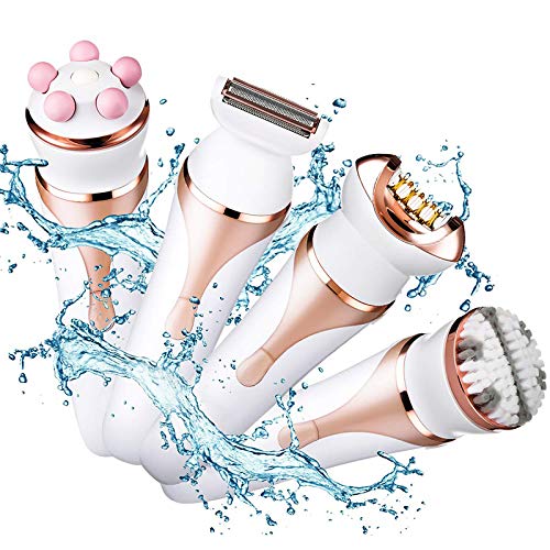 Woman Shaver, Epilator for Women, 4 in 1 Cordless Wet & Dry Electric Hair Removal, Epilator, Face Exfoliation Brush and Body Massager for Face Leg Armpit Arm Bikini Line Body Waterproof - Thumbnail 3
