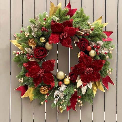 Couronne de Noël porte d'entrée d'hiver résistante aux intempéries extérieures - 8