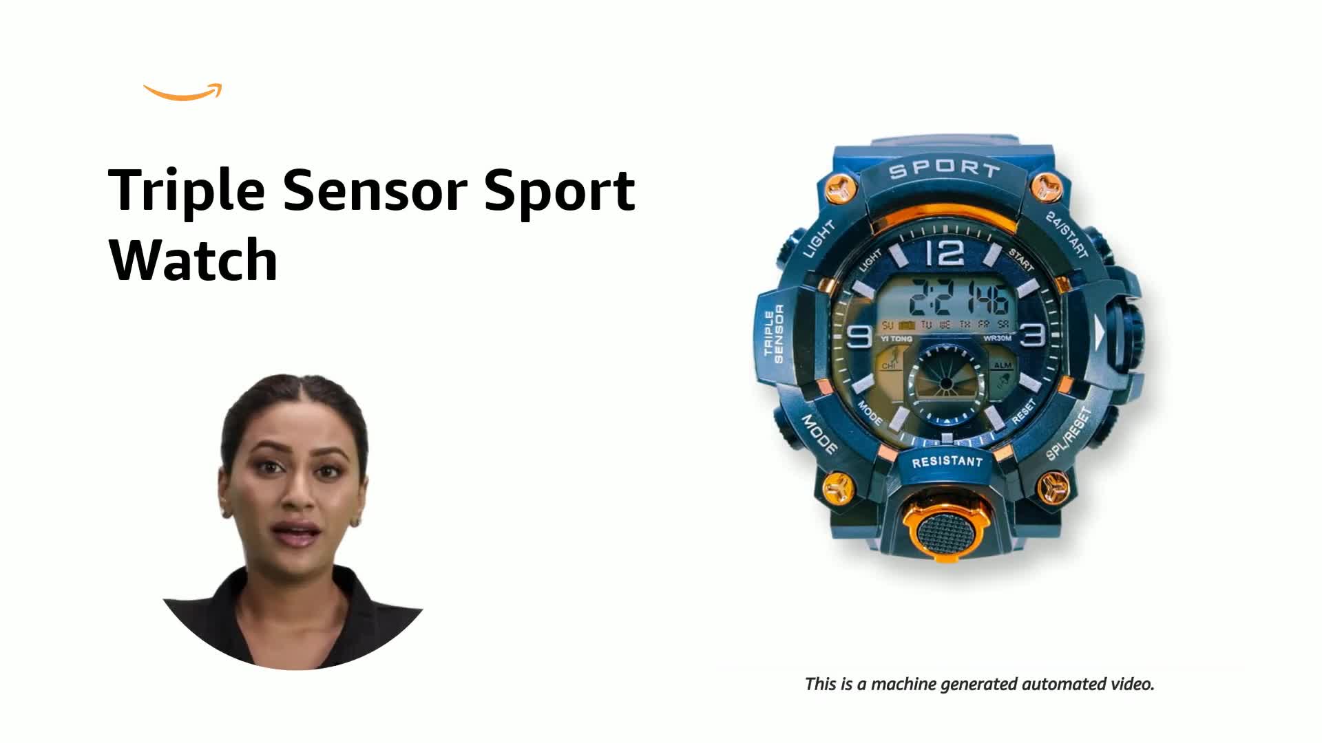 Triple Sensor Sport Watch, Water Resistant, Digital Display