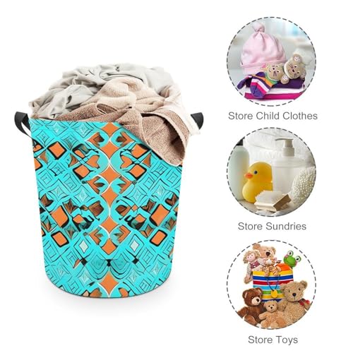 Panier à linge pliable turquoise imperméable grand format gain de place - 4