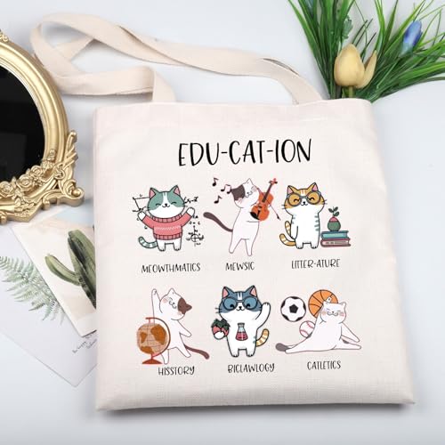 Bolsa tote educativa para profesor amante de gatos miniatura 3