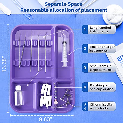 Dental Instrument Tray Separate Tray Autoclavable Plastic Divided Trays Size B For Medical Tattoo And Beauty Salon  (1, Purple) #TOP2