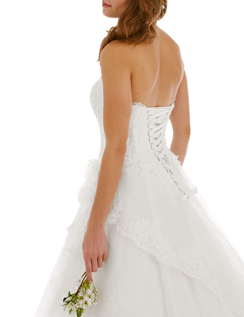 Vestido de Novia de Palabra a Brillante Vestido de Novia sin Mangas Vestido de Novia Civil en Ocasiones de Moda, Marfil, 46
