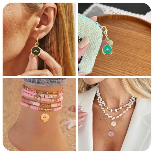 Image of Craftdady Golden Enamel Ocean Animals Pendants Stainless Steel Summer Sea Charms with Jump Ring for Jewelry Making Crafting Necklaces Bracelets Earrings Keychains