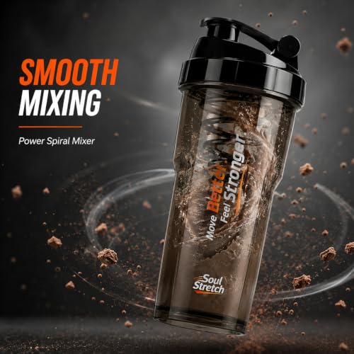 Image of Soul Stretch Storm Shaker for Gym Bottle -700ml | Protein Shaker Bottle | 100% Leakproof, BPA Free, Durable Gym Shaker | Cyclone Blender for Smooth Shakes (Black)