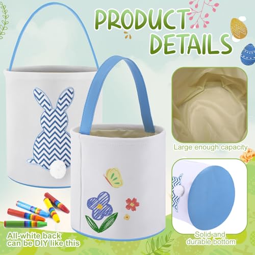 Image of Honeydak 6 PCS Easter Baskets for Kids Fine-lined Wavy Bunny Tote Bags