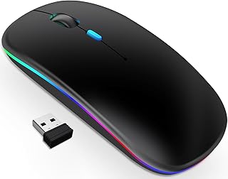 Vickey Bluetooth Mouse for Laptop, Wireless Mouse and 2.4Ghz USB Mouse for Computers, Rechargeable Silent cordless BT 5.0 mouse Compatible with iPad,Macbook air/pro,chromebook,Desktop,PC, Black