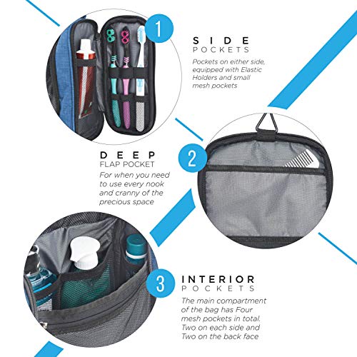 Image of FATMUG Travel Toiletry Kit Organizer Hanging Dopp Kit for Men Large Cosmetics Pouch for Women - Navy