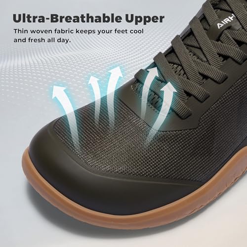 Image of AIRHAS Men's Barefoot Training Shoes Zero Drop Minimalist Sneakers Anatomical Toe Design for Weightlifting and Fitness