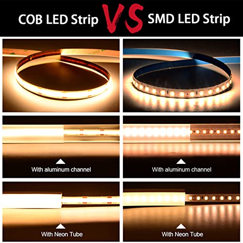 Lltop Cob Led Strip Lights Warm White 3000K, Dc24V 16.4Ft/5M High Cri 92Ra+ Flexible Led Tape Lighting Diy Cuttable For Bedroom Kitchen Cabinet Shelf (Power Supply&Dimmer Not Included) #TOP1