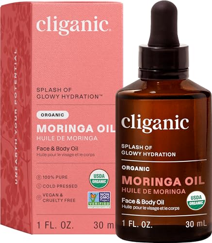 Cliganic Organic Moringa Oil 100% Pure - For Face & Hair | Natural Cold Pressed (Packaging May Vary)