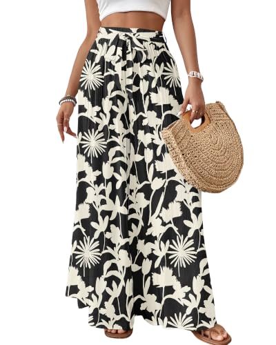 Image of Bsubseach Women Wide Leg Pants Floral Flowy Palazzo Pants