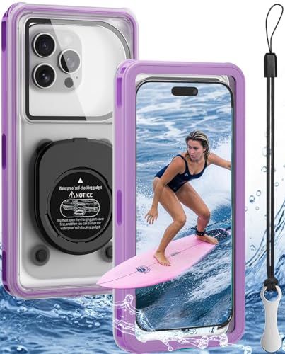 WIFORT Waterproof Phone Case with Lanyard, Underwater Phone Cases for Snorkeling/Diving/Swimming/Filming, IP68 Water Proof Touchscreen Case for All Cell Phones: iPhone/Samsung/Moto/Pixel - Purple