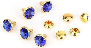 Tyenaza Tapas de Remaches, Remaches Coloridos con latón y Cristal, Remaches para Bolsos de Cuero, Zapatos, decoración de Ropa, 10 Piezas(Cristal Azul)