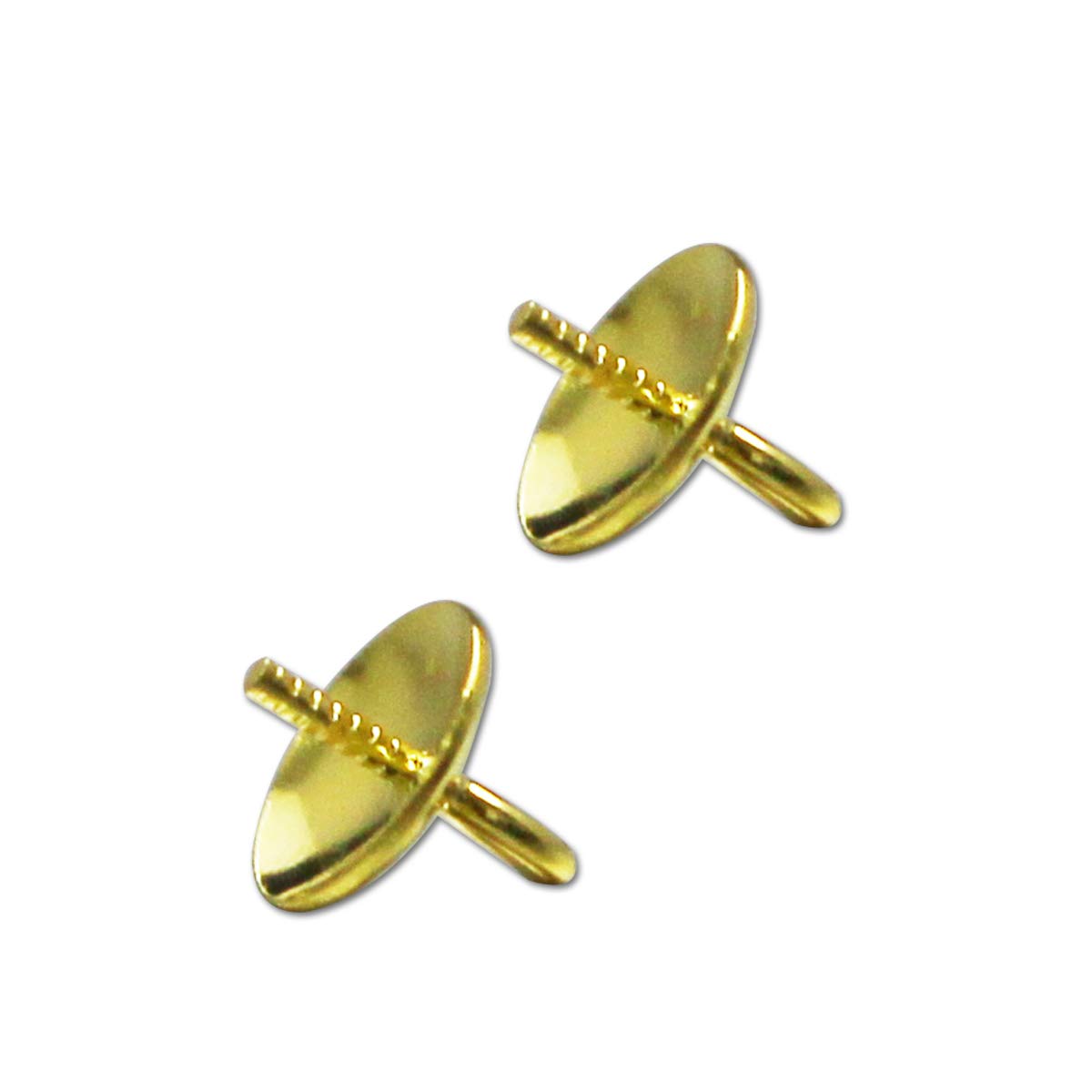 925 Sterling Silver Cap Pegs Bail Pendant Bails for Half Drilled Bead Pearl Beads 10 Pieces, 14kt Gold, 5mm - Image 2