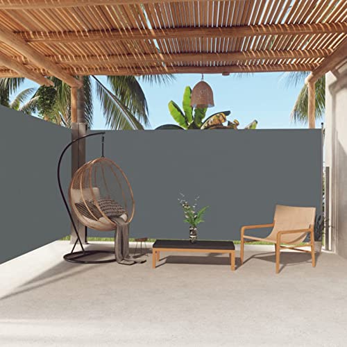 Homgoday Toldo lateral extensible, toldo lateral, opaco, protección visual y protección solar, toldo de pared lateral, para terraza, balcón, jardín, antracita, 180 x 600 cm